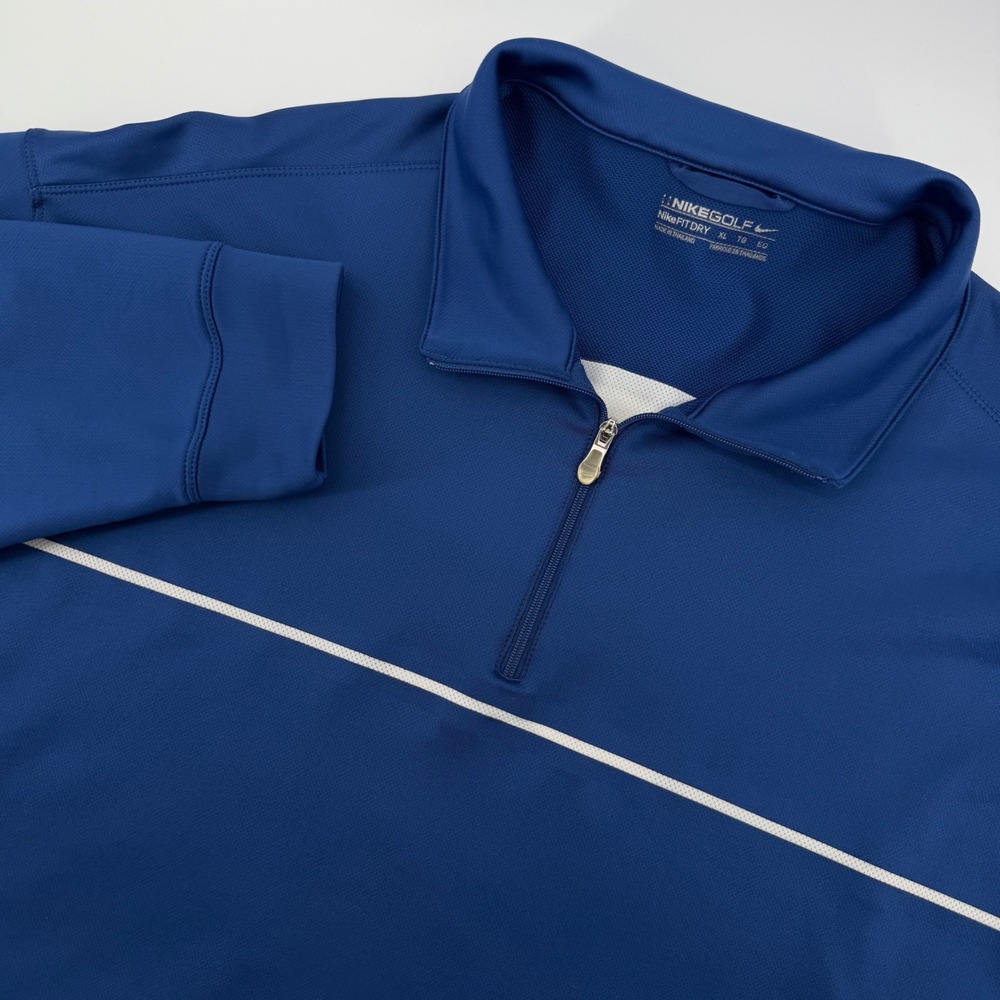Nike Golf Pullover‎ Mens XL Blue Quarter Zip Long Sleeve Fit Dry Performance Top